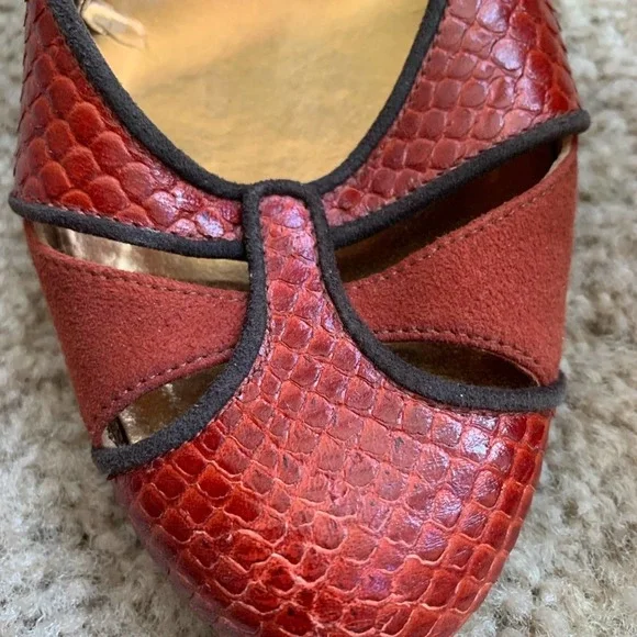 Saks Fifth Avenue Snakeskin Suede Open Sides Heels - Picture 2 of 12